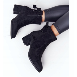 PJ1 Ženske crne tople čizme na peti Kayla crno 3