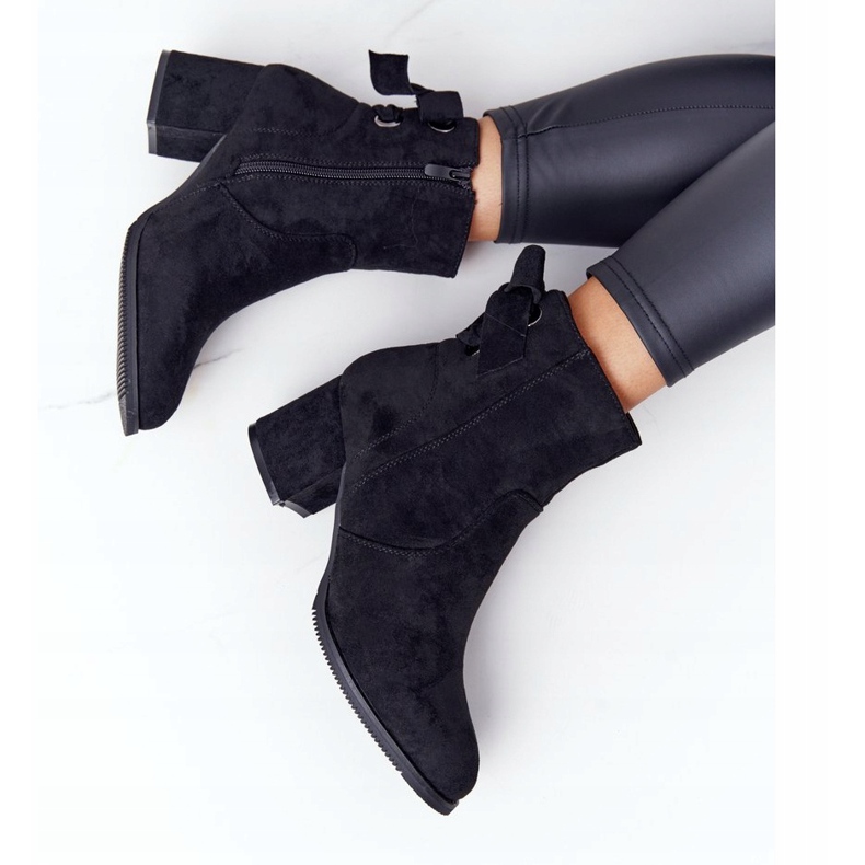 PJ1 Ženske crne tople čizme na peti Kayla crno 3