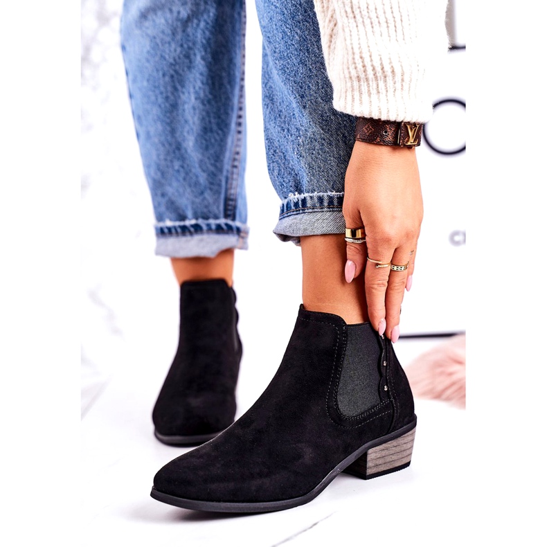 J. Star Ženske klasične čizme Chelsea Čizme od antilopa Crne cipele crno 3