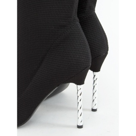 Crne čizme preko koljena na čarapi s visokom petom TM032 Crna crno 1