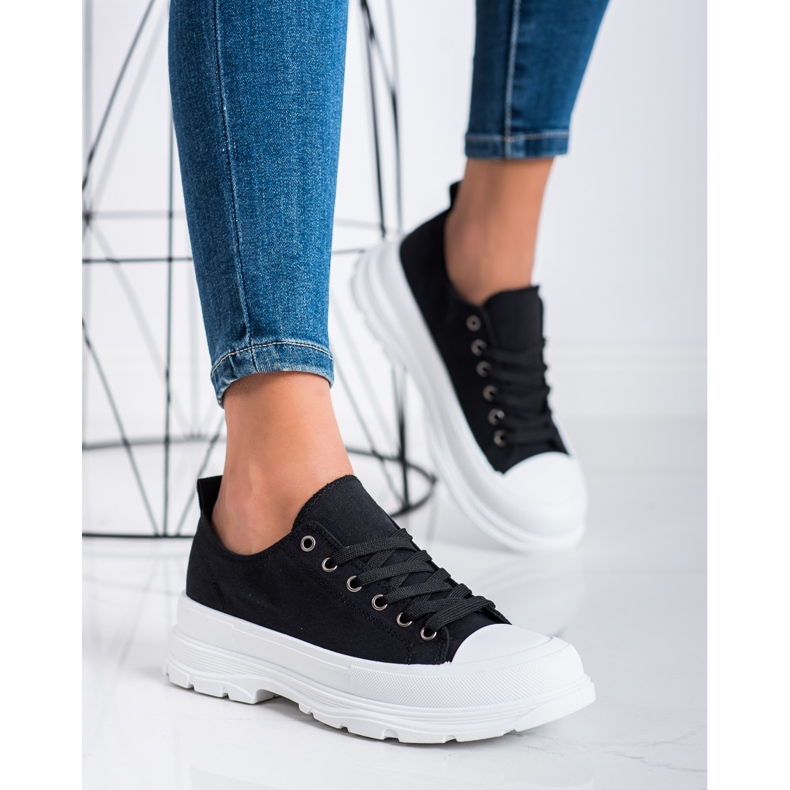 SHELOVET Modne tenisice od tekstila crno 2