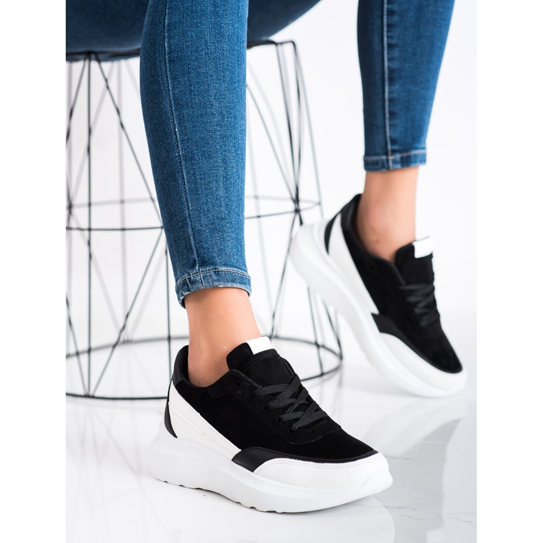 SHELOVET Crne tenisice od antilopa crno 2