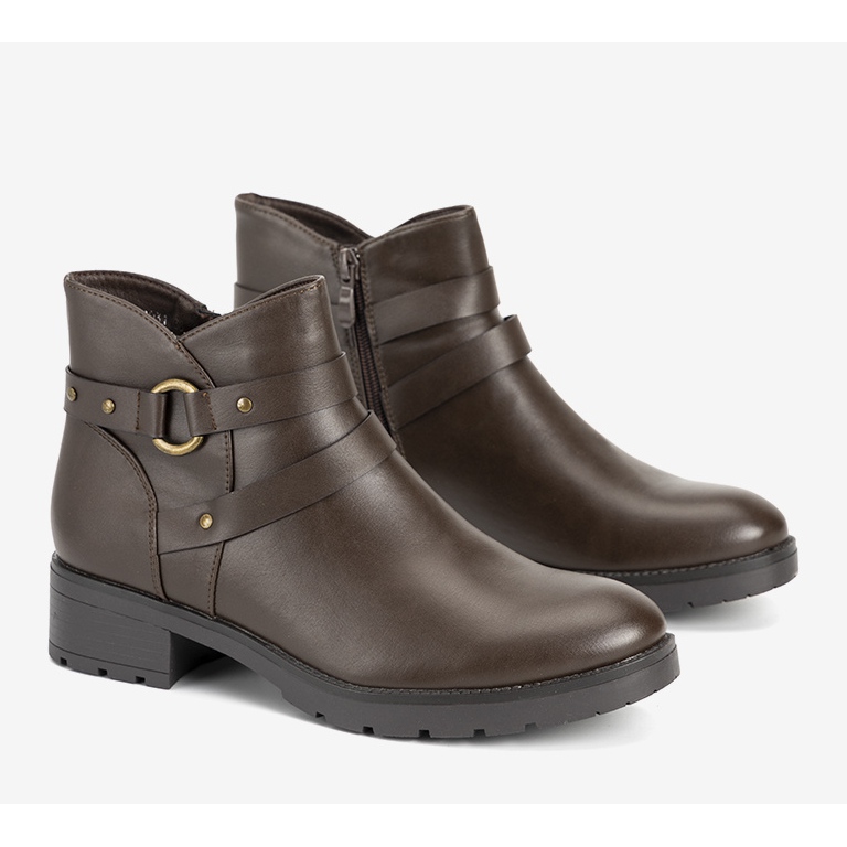 Smeđe glatke ravne gležnjače s prugama iz Danise smeđa 1