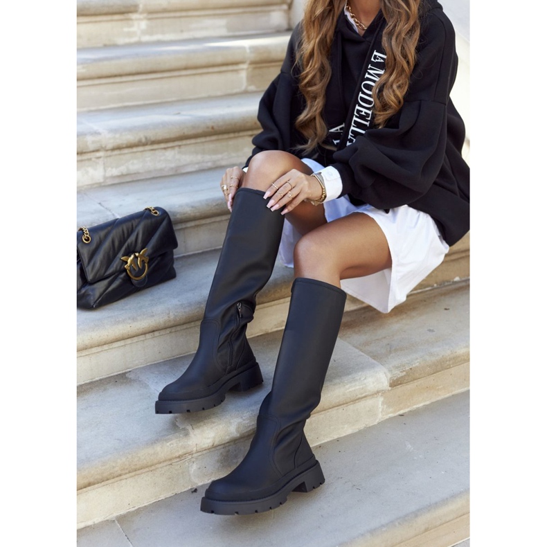 S.Barski Ženske visoke čizme Crna Što se događa crno 1