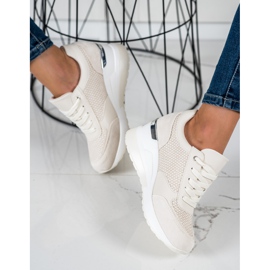 SHELOVET Lagane tenisice na klin bež 1