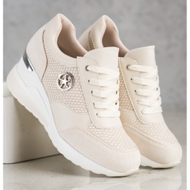 SHELOVET Lagane tenisice na klin bež 2