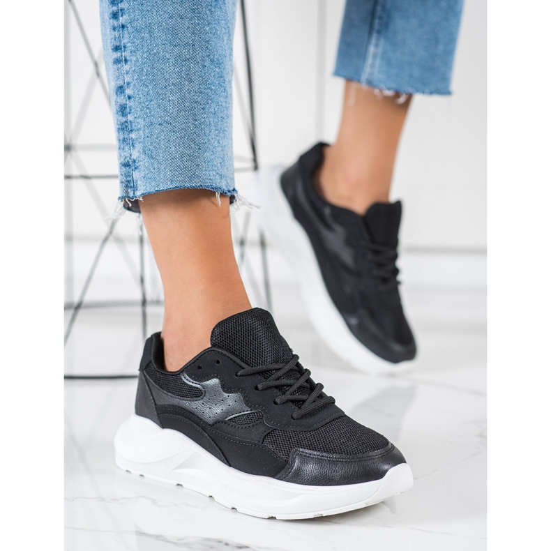 SHELOVET Ležerne crne tenisice crno 2