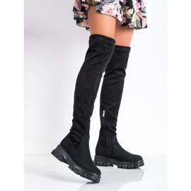 SHELOVET Čizme od antilopa na platformu crna 2