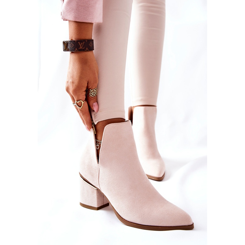 PS1 Ženske čizme od antilopa s izrezima Bež Noel 2