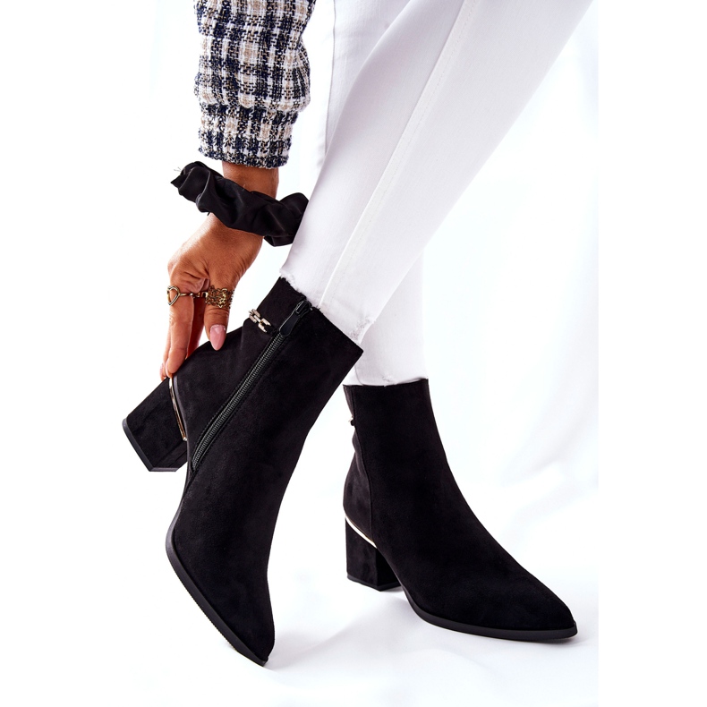 PS1 Ženske čizme od antilopa na petu crne One Step crna 2