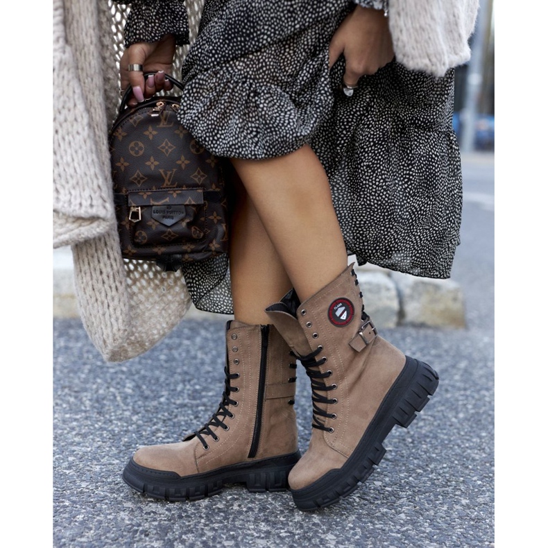 NAVY DOT Ženske čizme Trappers Workers Brown Monope smeđa 2