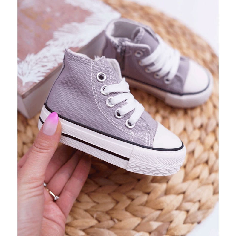 FRROCK Klasične dječje tenisice visoke s patentnim zatvaračem, sivi Filemon siva 2