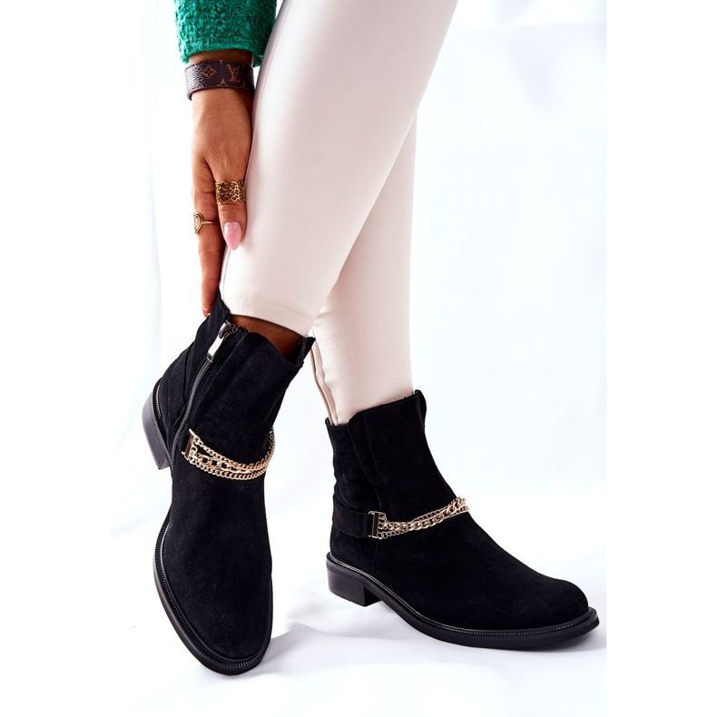 Ženske kožne čizme Nicole Black Dome crna 2