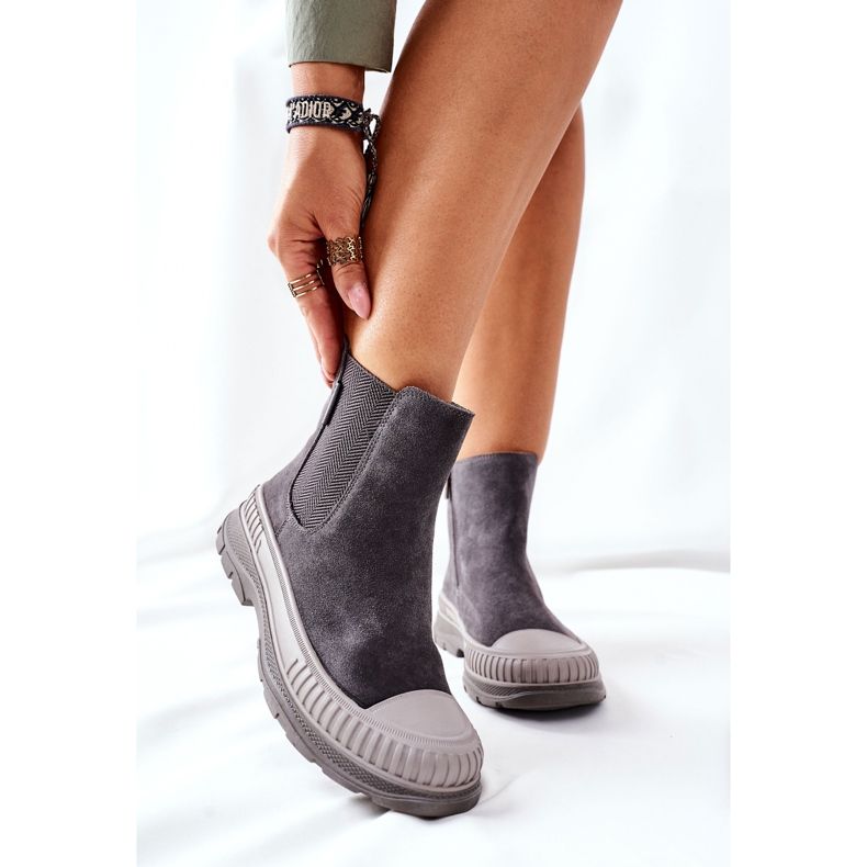 Ženske čizme Chelsea čizme Kožna antilop Big Star II274353 Siva 1