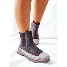 Ženske čizme Chelsea čizme Kožna antilop Big Star II274353 Siva 2