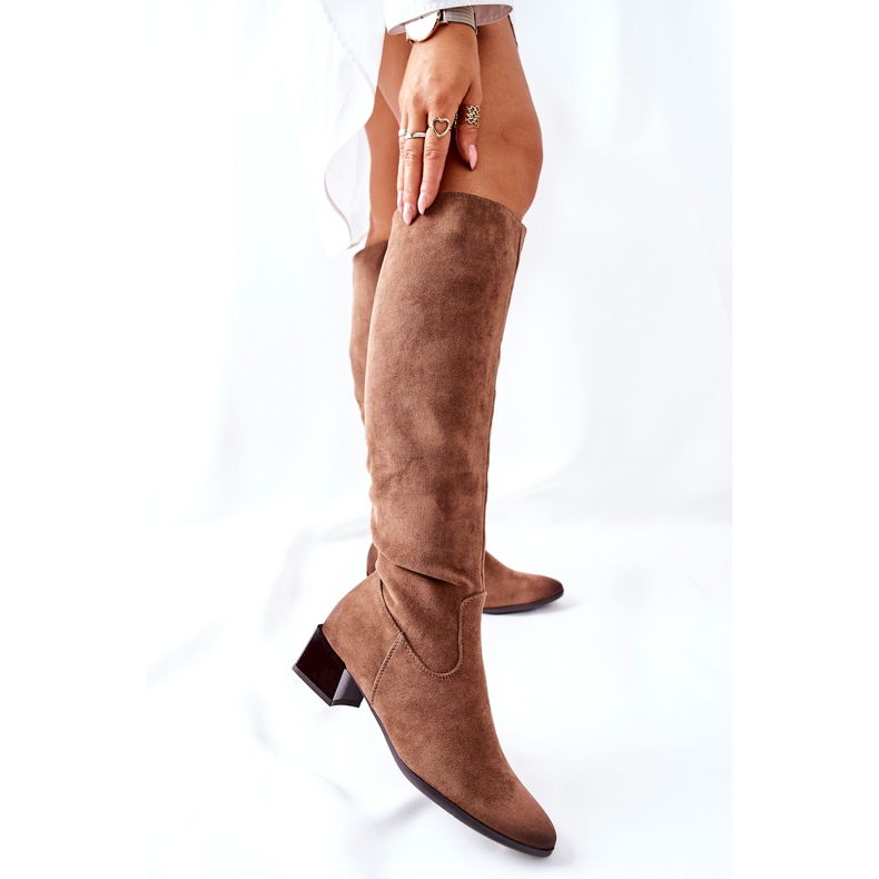 Vinceza Ženske čizme na antilop visokoj peti bež Bolea 2