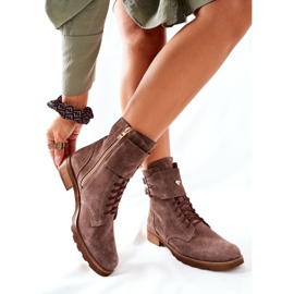 Ženske velur kožne čizme Nicole 2682 smeđe smeđa 2