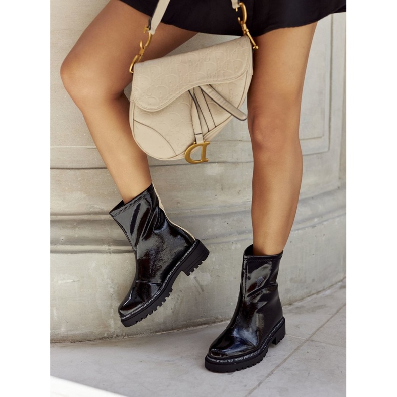 S.Barski Ženske tople crne lakirane čizme Merellien crna 1