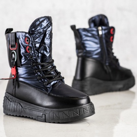 Seastar Tople čizme za snijeg na platformi crno mornarsko plava 1