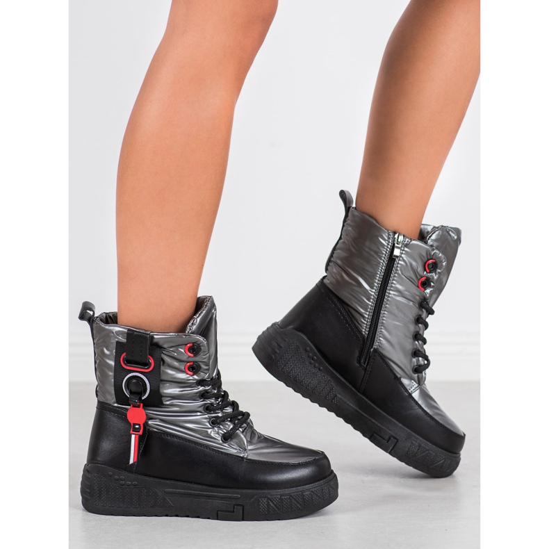 Seastar Tople čizme za snijeg na platformi crno srebro siva 2