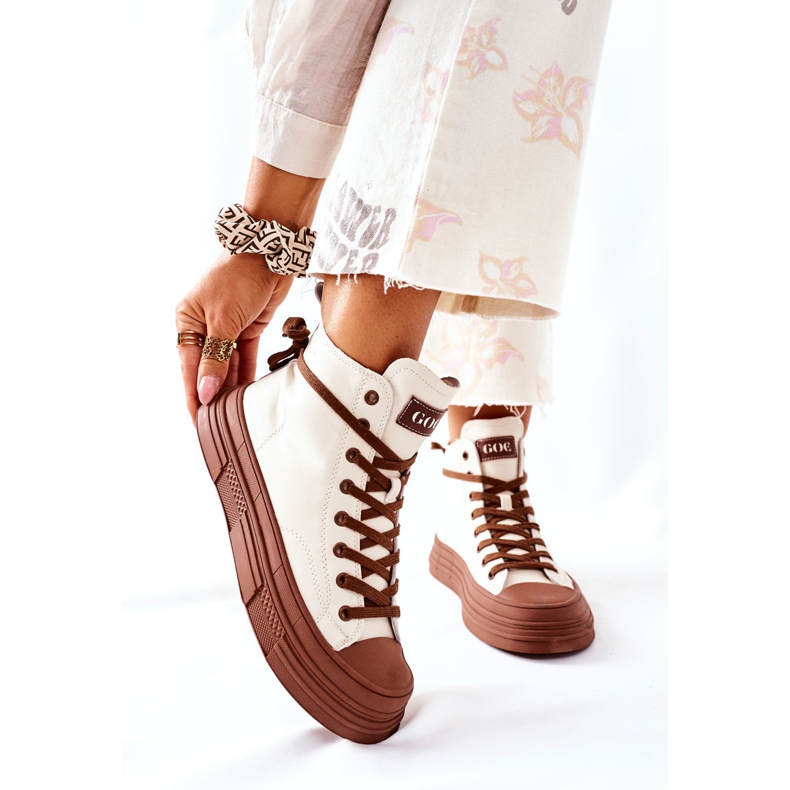 Ženske tenisice visoke izolacije GOE II2N4034 bijele bijela smeđa 1