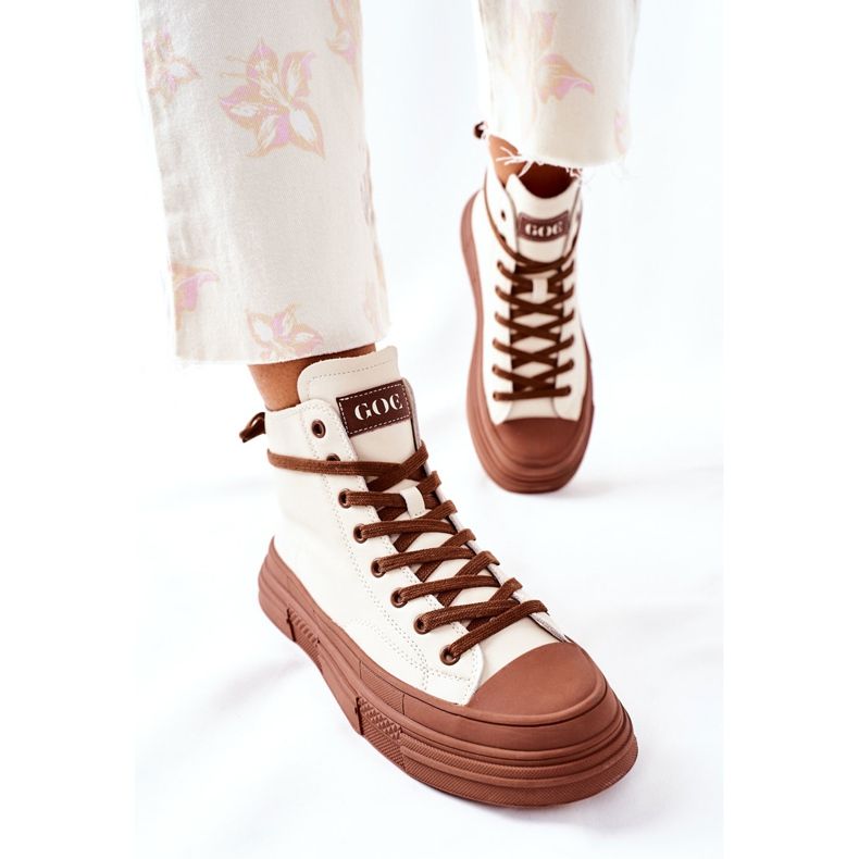 Ženske tenisice visoke izolacije GOE II2N4034 bijele bijela smeđa 2