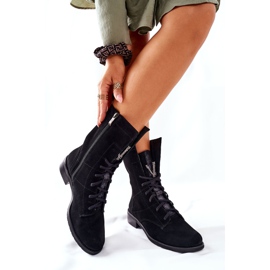 Ženske velur kožne čizme Čizme Nicole Crna 2581/028 crno 2