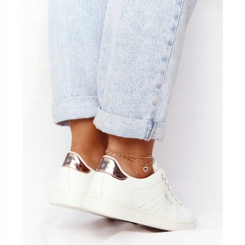 Ženske kožne tenisice Big Star DD274583 bijelo-bakrene bijela 2