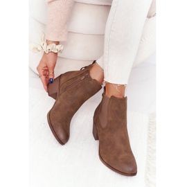 PJ1 Ženske tople čizme Jodhpur peta 20Y8014-6 smeđa 1