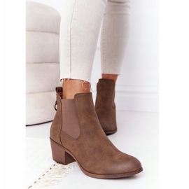 PJ1 Ženske tople čizme Jodhpur peta 20Y8014-6 smeđa 2