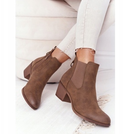 PJ1 Ženske tople čizme Jodhpur peta 20Y8014-6 smeđa 3