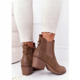 PJ1 Ženske tople čizme Jodhpur peta 20Y8014-6 smeđa 4