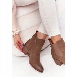 PJ1 Ženske tople čizme Jodhpur peta 20Y8014-6 smeđa 5