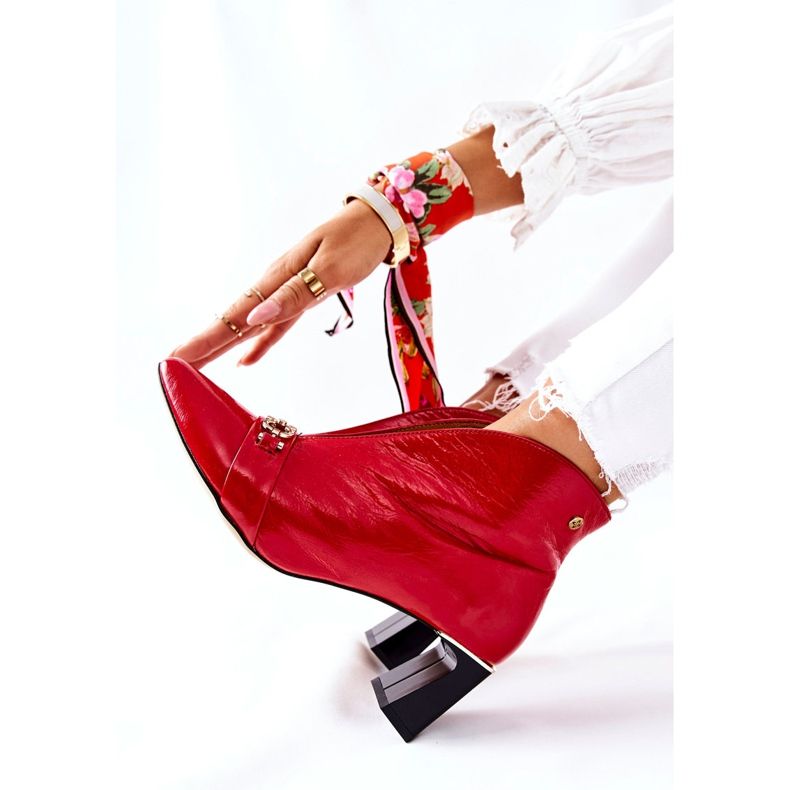 Kožne čizme na stupu Maciejka Red 05262-08 crvena 2