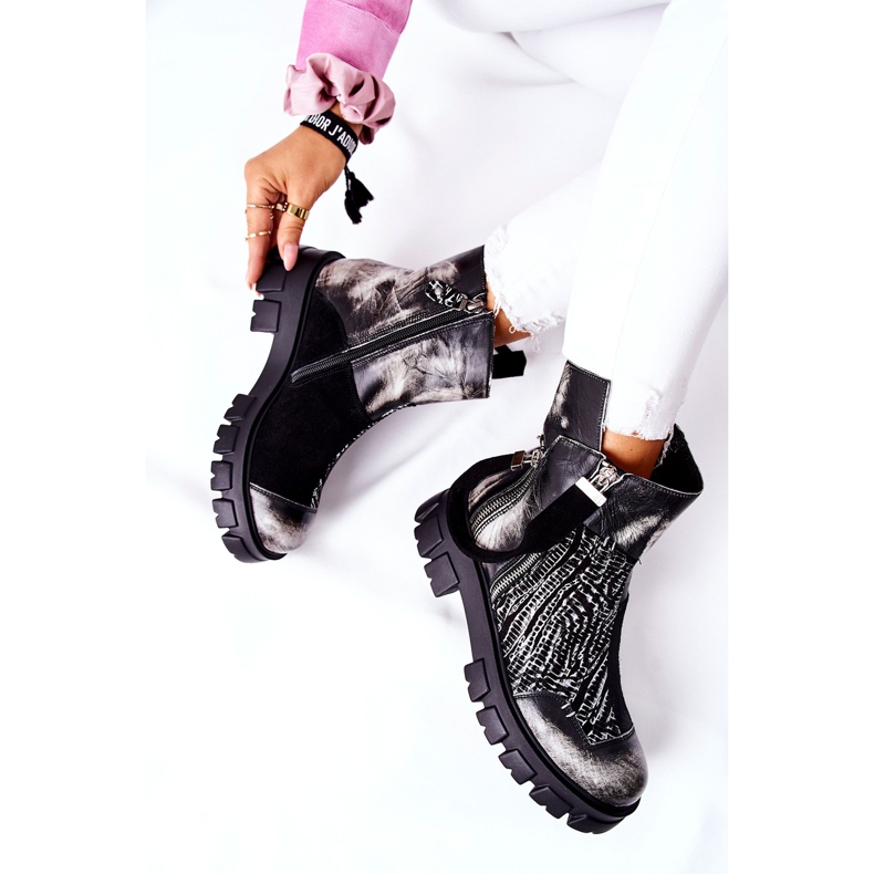 Kožne čizme Jodhpur čizme Maciejka crno-bijele 05137-21 bijela crna 1