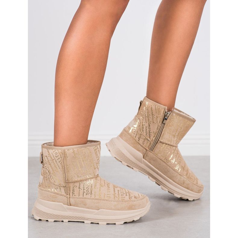 SHELOVET Topli Mukluki na platformi bež 1