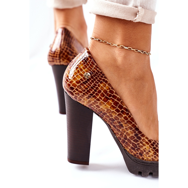 Kožne pumpe na šanku Maciejka 02629-50 Lakirana ruda smeđa 3