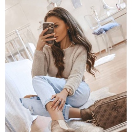 Čizme gležnjače Khaki Ana na postu bež smeđa kaki 1