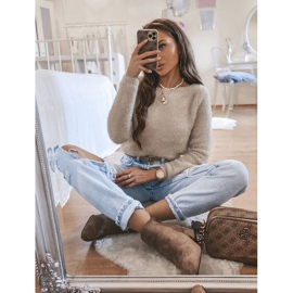 Čizme gležnjače Khaki Ana na postu bež smeđa kaki 2