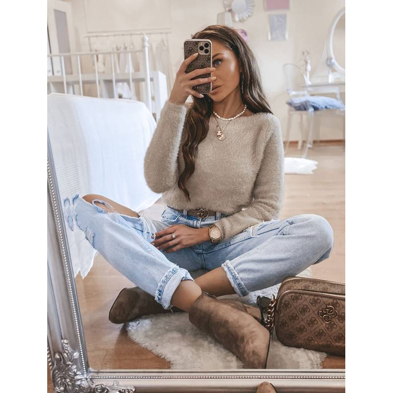 Čizme gležnjače Khaki Ana na postu bež smeđa kaki 2