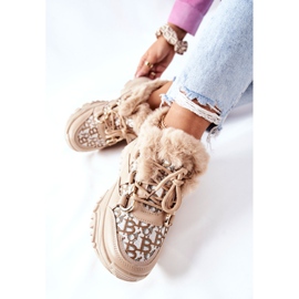 PM1 Ženske tople sportske cipele Khaki Heart Beats kaki 2