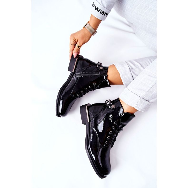 Lakirane tople čizme Sergio Leone crne BT405 crna 1