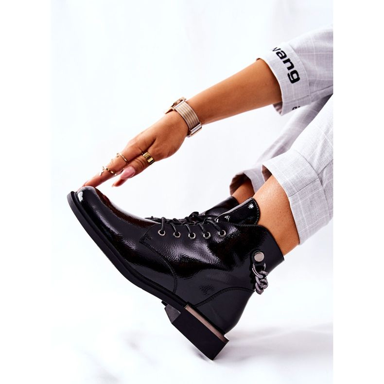 Lakirane tople čizme Sergio Leone crne BT405 crna 2