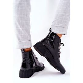 S.Barski Crne lakirane radničke čizme Vica crna 2