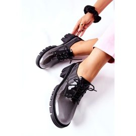 S.Barski Lakirane, vezane crno-sive cipele Mosa crna siva 2