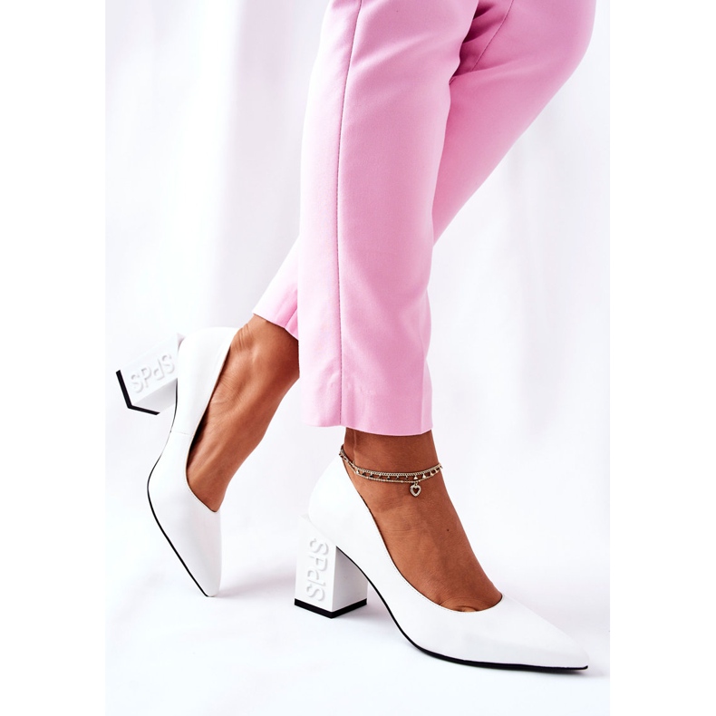 S.Barski Kožne pumpe na bijelom Cherith baru bijela 1