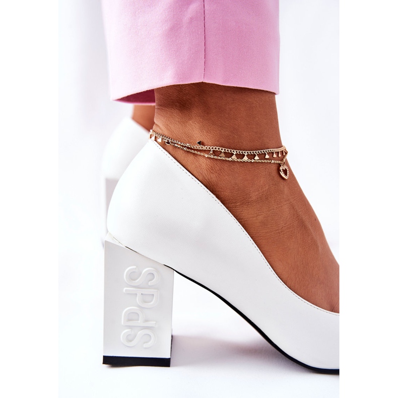 S.Barski Kožne pumpe na bijelom Cherith baru bijela 2