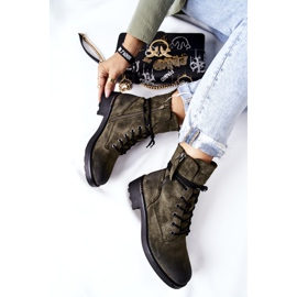 PE1 Visoke radničke čizme sa zelenim patentnim zatvaračima Maisa zelena 1