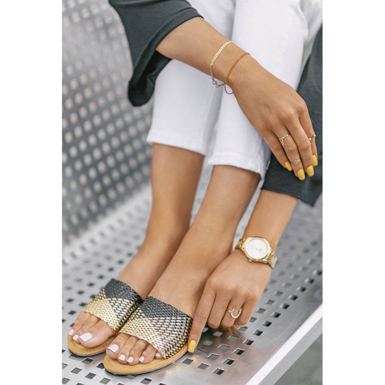 Crne i zlatne papuče Glam Star crno 1