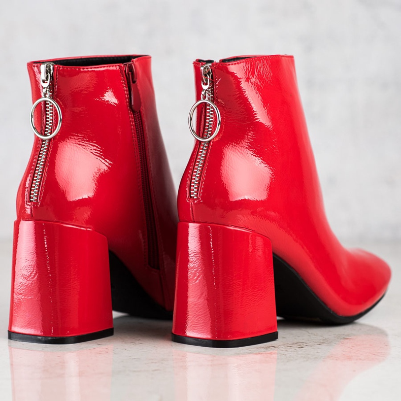 Lucky Shoes Lakirane čizme na stupu crvena 1